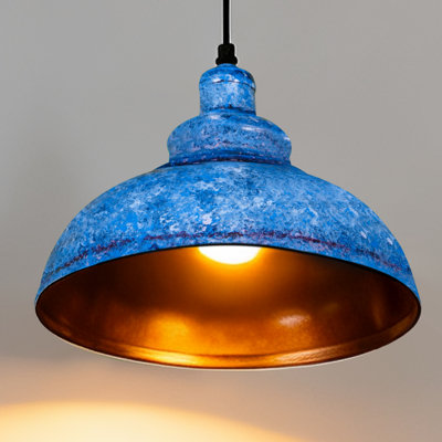 Luminaire suspendu 1 lumière minimaliste bleu, ampoule E26 avec lumière chaude