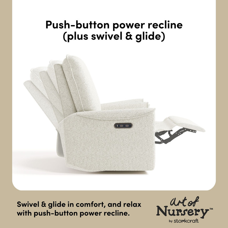 Santos Deluxe Nursery Power Recliner Swivel Glider, Ivory Boucle