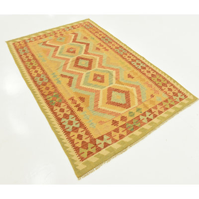 Tapis en laine brun 3 pi 10 po x 5 pi 10 po one-of-kind main-noué la new age Elland