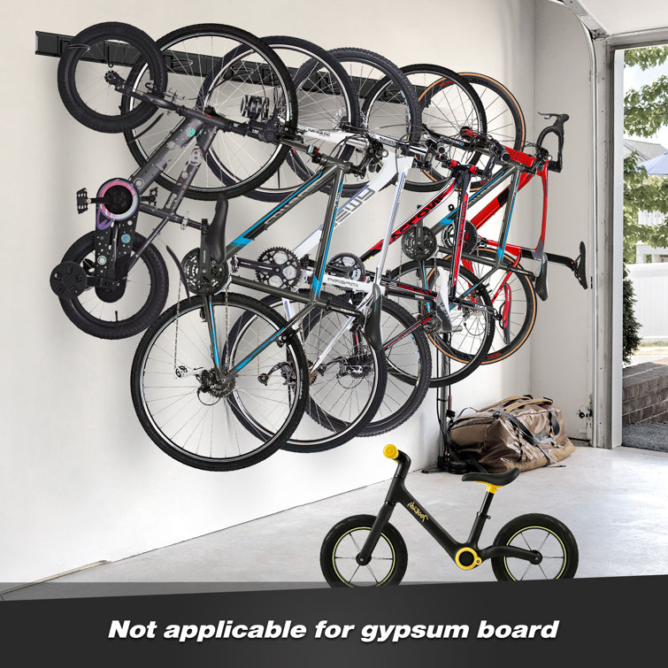 Boan Wall Mounted Bike Rack, Garage Bicycle Wall Mount Hanger with 8 Hooks, Cycle Stand for 6 Bikes Arlmont & Co.