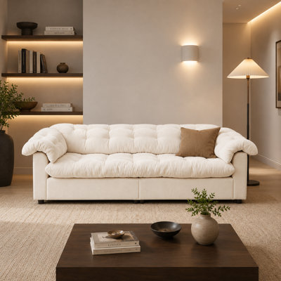 Canapé moderne en chenille à assise profonde avec coussins surdimensionnés pour le salon, la chambre à coucher et les appartements