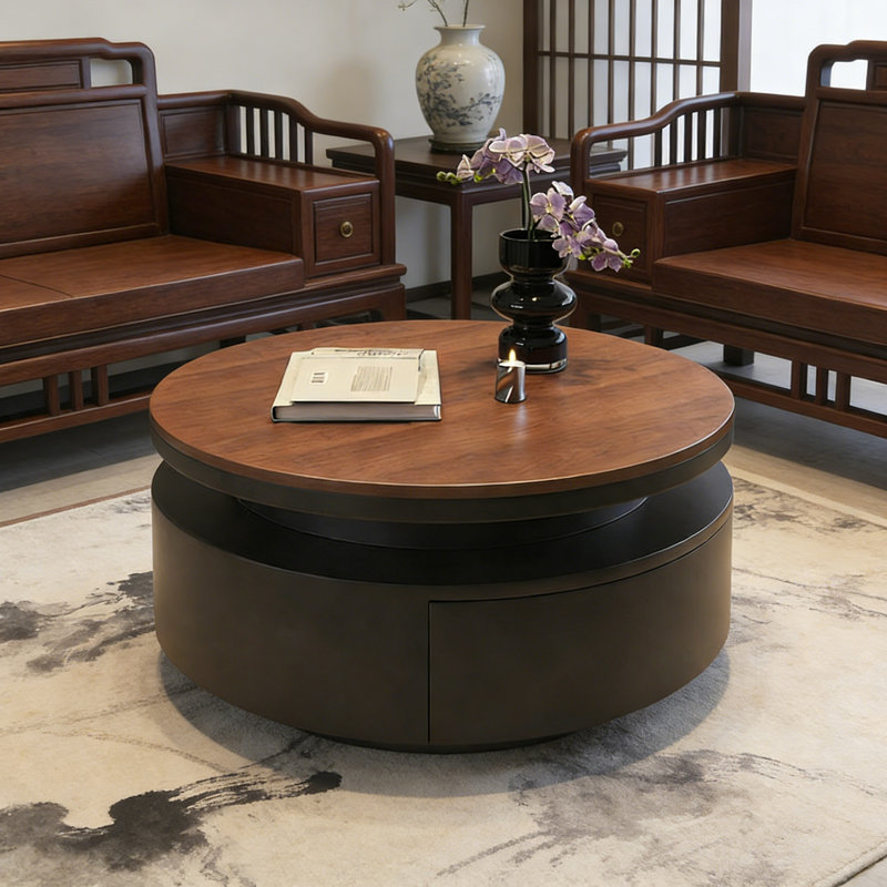 Table basse simple avec rangement, Brun, Noir