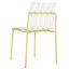 Paquet de 4 chaises à rayures colorées modernes avec siège en métal et imperméable pour l'intérieur et l'extérieur, blanc crème et jaune grain