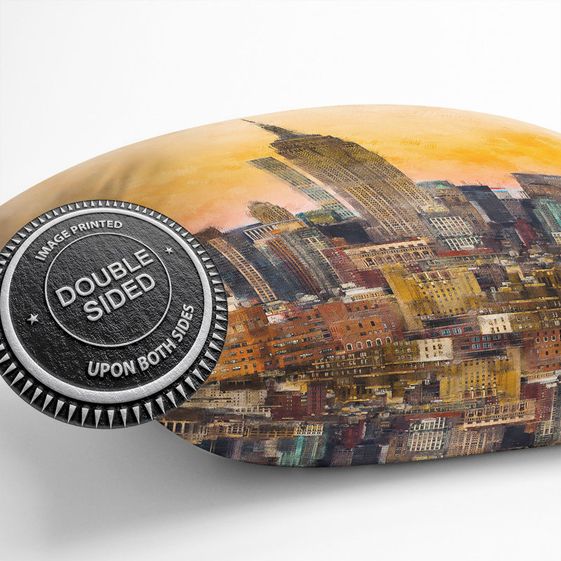 New York Skyline Cushion with Filling, 55cm H x 55cm W x 20cm D