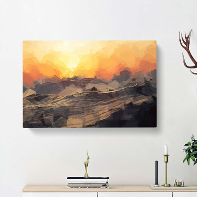 Orange Sunset Above The Waves In Abstract - Wrapped Canvas