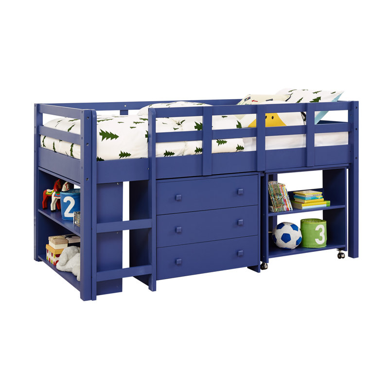 Dreem Kids Twin Loft Bed with Drawers, Navy