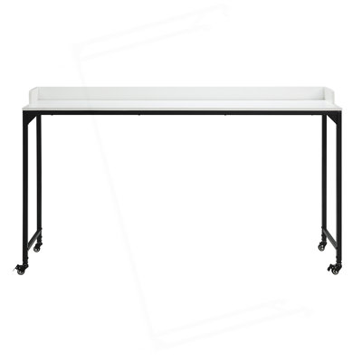 White Finish Multipurpose Over The Bed Desk With Adjustable Height, Metal Legs With Casters, Overbed Table 1Pc, Laptop Table For Bed, Breakfast Table