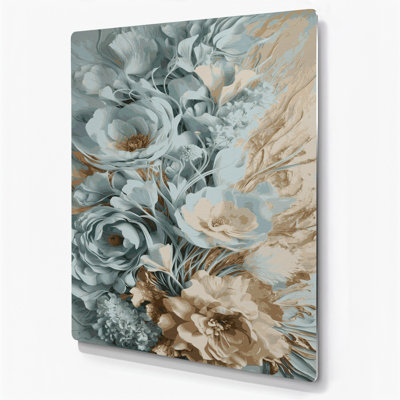 Abstrait floral 14, art mural en métal brun