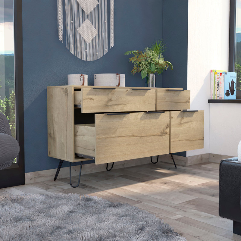 Commode 4 tiroirs Stowe Chêne clair