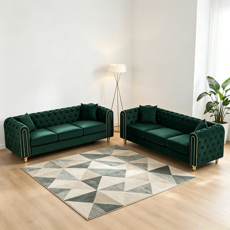 Ensemble de fauteuils Chesterfield, Vert