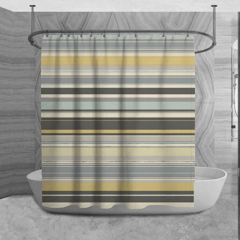 Rideau de douche Laylany, Argent / Jaune, H 84 po x l 70 po