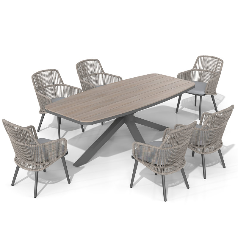 Ensemble repas d'extérieur pour 6 personnes avec coussins