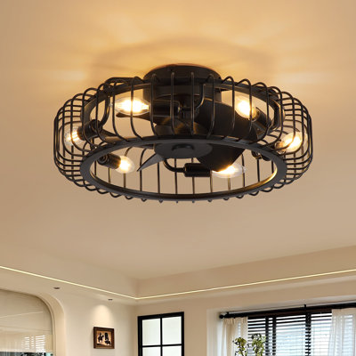 20" Indoor Black Low Profile Ceiling Fan with E12 Standard Light Bulb fixture, Bulb Not Included