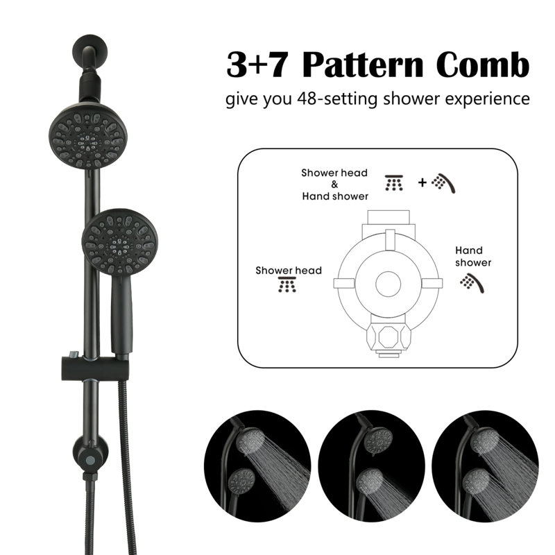 Système de douche à main avec robinet de douche à main 5 po Exposed, Noir mat