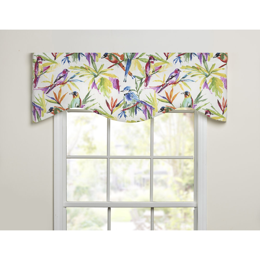 Songbirds Cotton Scalloped 50" Window Valance East Urban Home
