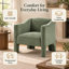 Fauteuil d'appoint moderne en forme de tonneau, fauteuil rembourré en chenille avec accoudoirs fermés, vert-194997927