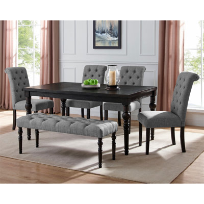Leviton Urban Style Dark Wash Wood Dining Set: Table, 4 Chairs And Bench by Red Barrel Studio