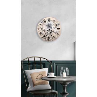 Horloge murale grise et blanche en verre trempé