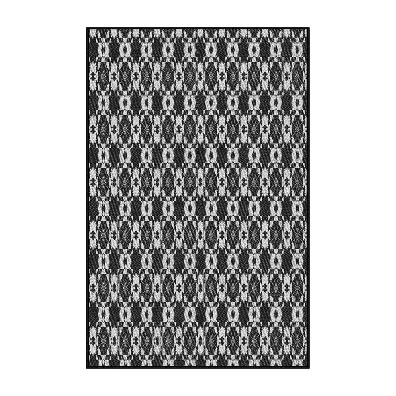 Tapis noir/blanc à motifs, Rectangle 5 pi x 7 pi