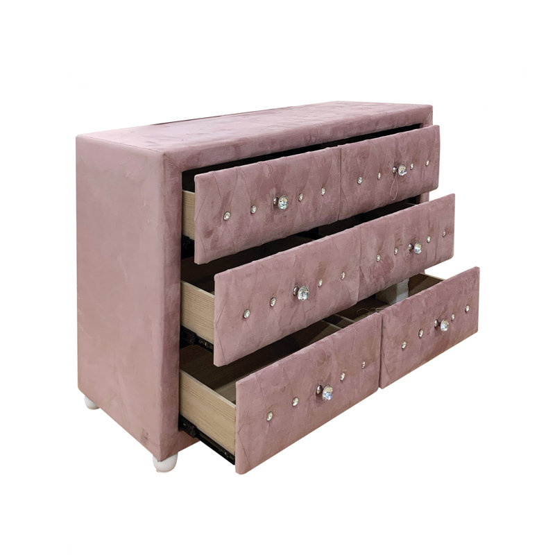 Commode en tissu rose