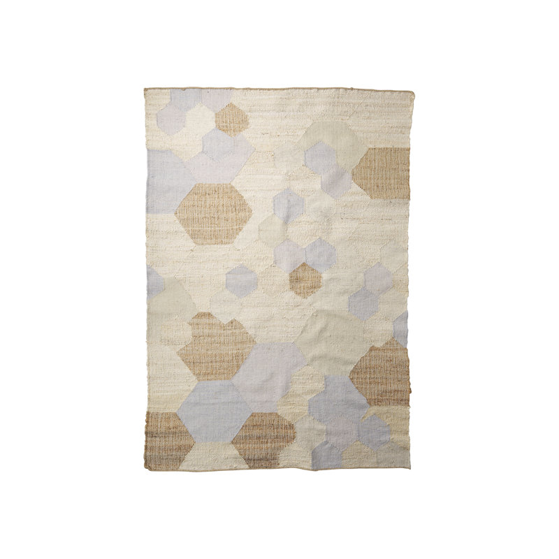 Tapis géométrique en coton / crème Aletriz, Rectangle 8 pi x 10 pi