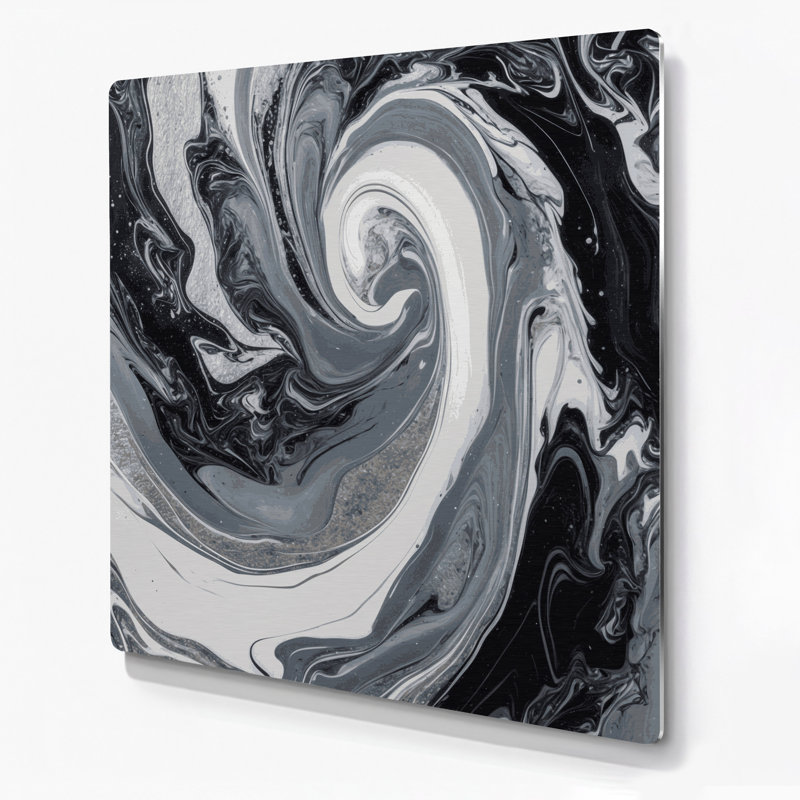 Art abstrait abstrait en métal gris 82, H 12 po x l 12 po