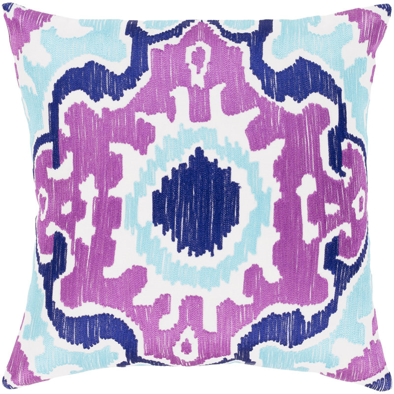 Effulgence Cotton Pillow Cover, Bright Purple/Violet/Aqua, 18" x 18", No Fill