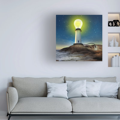 Art mural sur toile tendue - "Light house" par John Hovenstine pour décoration de salon, de chambre à coucher ou de bureau - 14 x 14