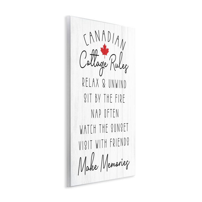 Plaque murale Canadian Cottage Rules, design par Lil 'Rue, H 15 po x l 10 po