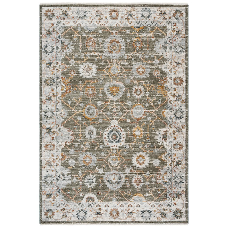 Vintage Rosewood 500 Performance Floral Indoor Rug, Rectangle 6' x 8'7"
