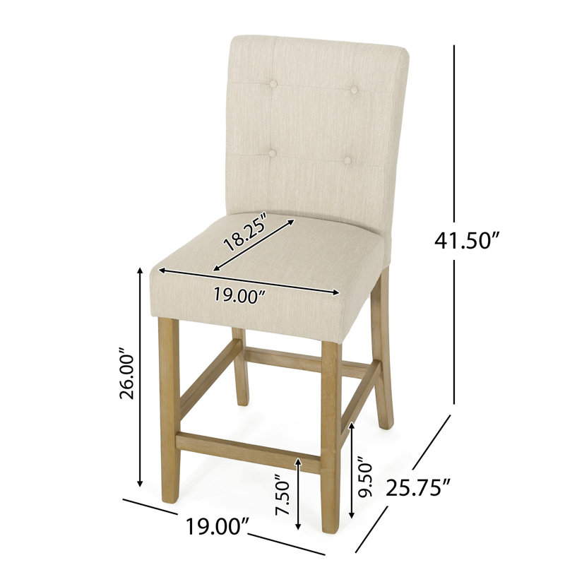 Cyle Modern Button Tufted Counter Stools Set of 2, Beige/Brown