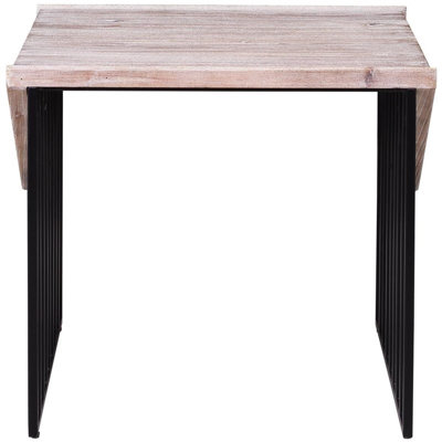 Pemberly Row 16" Reclaimed Pine Corner Table in Natural Gray