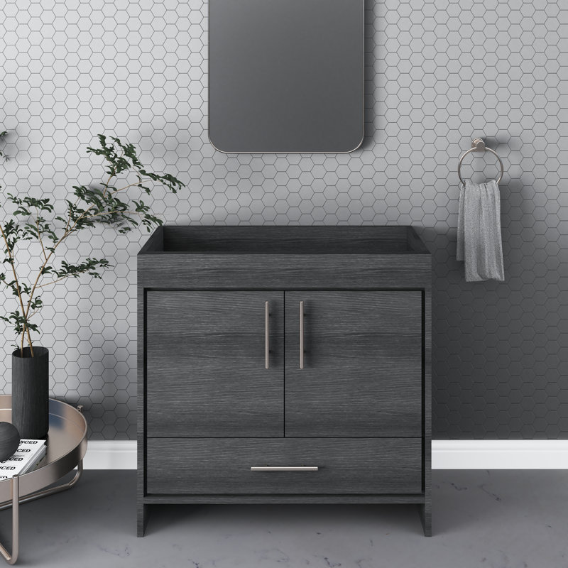 Base de meuble-lavabo simple 35,25 po Volpa, Black Ash