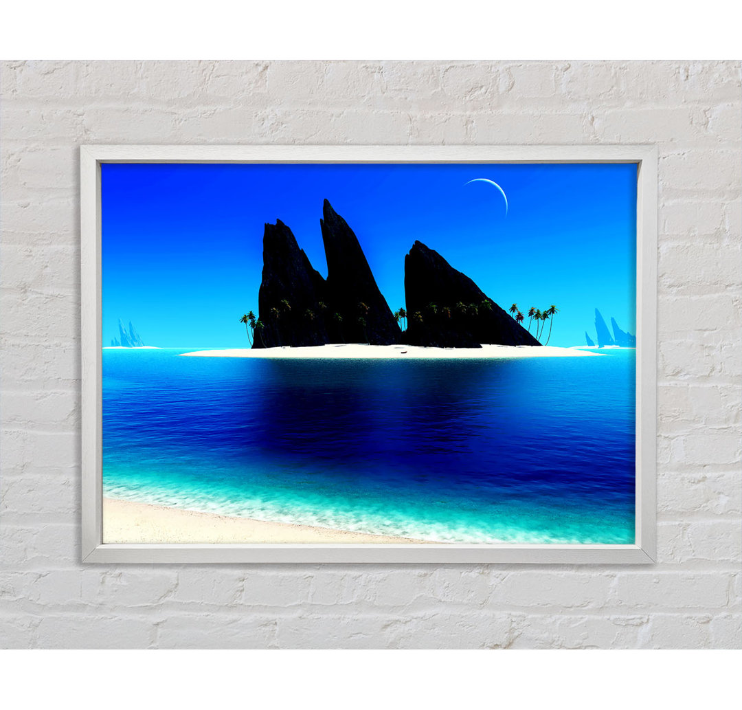 Paradise Island Under The Moon - Einzelbildrahmen Kunstdrucke auf Leinwand