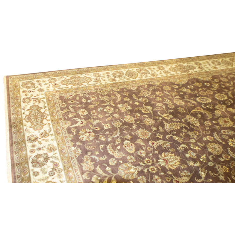 Hand Knotted Wool Oriental Area Rug in Brown And Beige