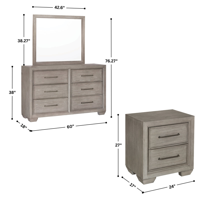 Ensemble de chambre avec lit-bateau 3 pièces Ennesley, Grand, Ensemble de 4 pièces : lit, table de chevet, comm