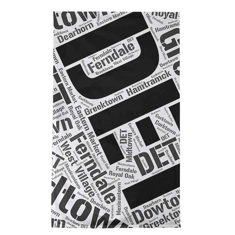 Cotton Tea Towel Kitchen Towel, Black, Detroit