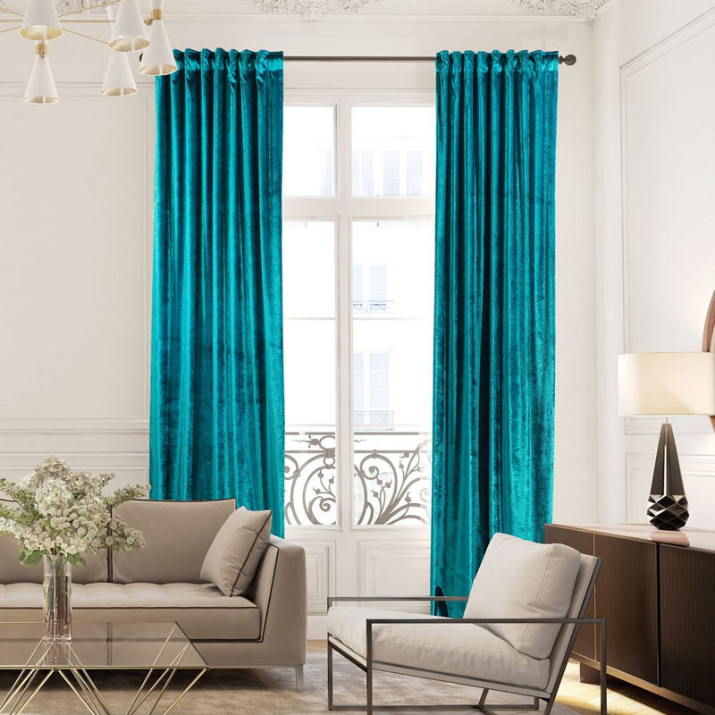 Extra Long & Extra Wide Shiny Velvet Curtain Panel (customized), 280cm Width x 500cm Drop, Green