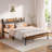 Modern Metal Platform Bed with Linen-Upholstered Storage Headboard & Open Bookcase Shelves – High Leg Design-1850940774-1829408826