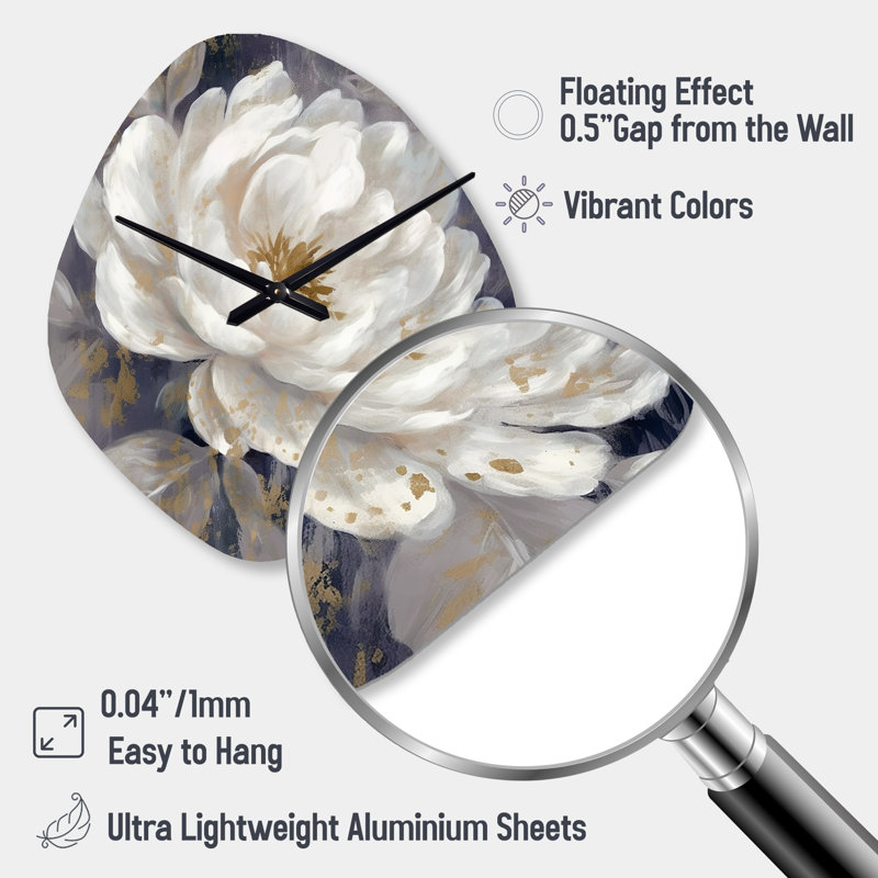 Dangerfield - Nebula Shape Large Peonies 3D Wall Clock, Small