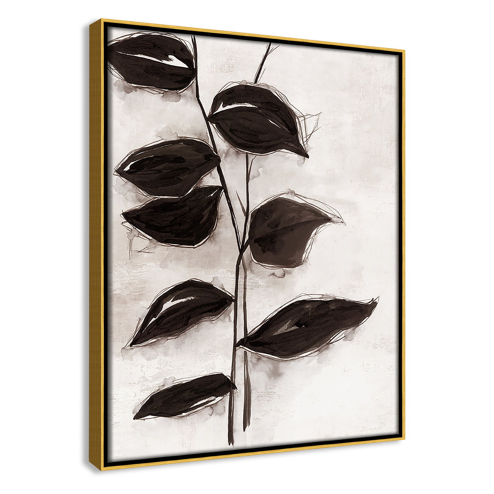 Leaves I by Eva Watts, 15.5" H x 12.5" W x 2" D, Gold Framed