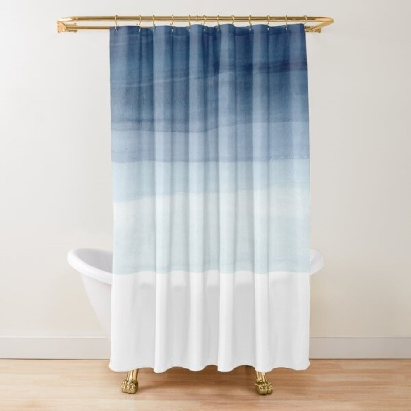 Rideaux de douche dégradé à vagues bleues, 71 x 71