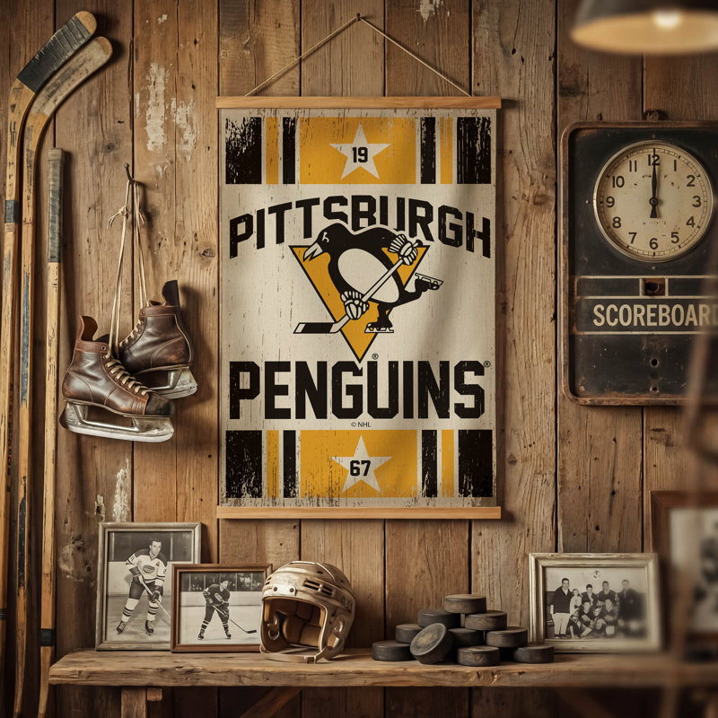 Tapisserie murale 24 po x 36 po Pittsburgh Penguins, Penguins de Pittsburgh