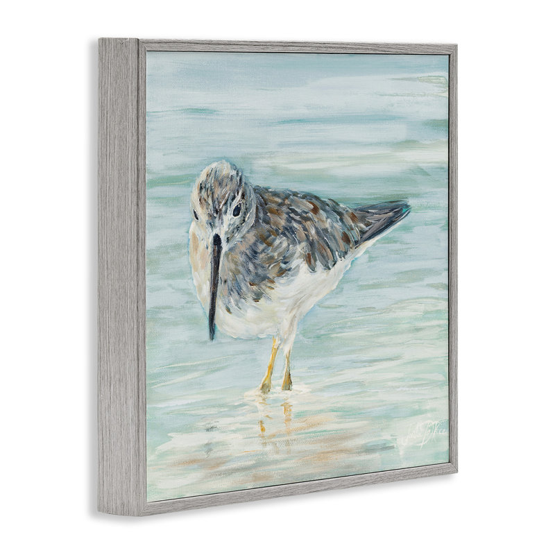 Bécasseau nautique, eau de plage peu profonde, oiseau traditionnel, impression sur bois, H 24 po x l 24 po x P 1,5 po
