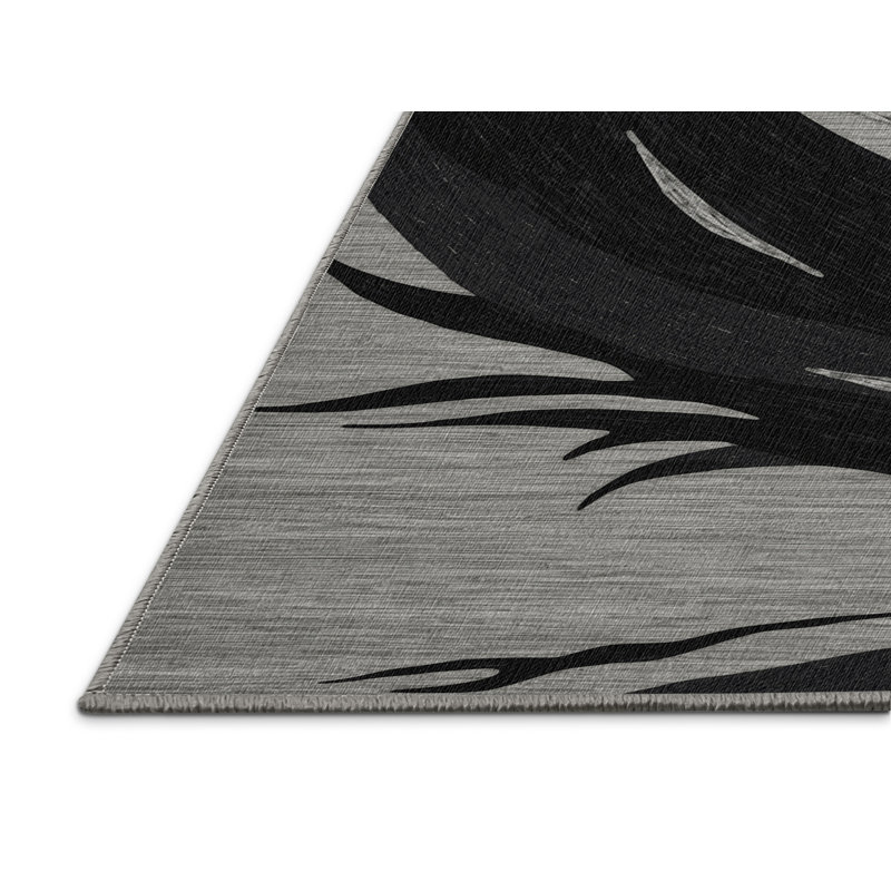  Tapis hawaïen noir lavable volcanique, Rond 4 pi