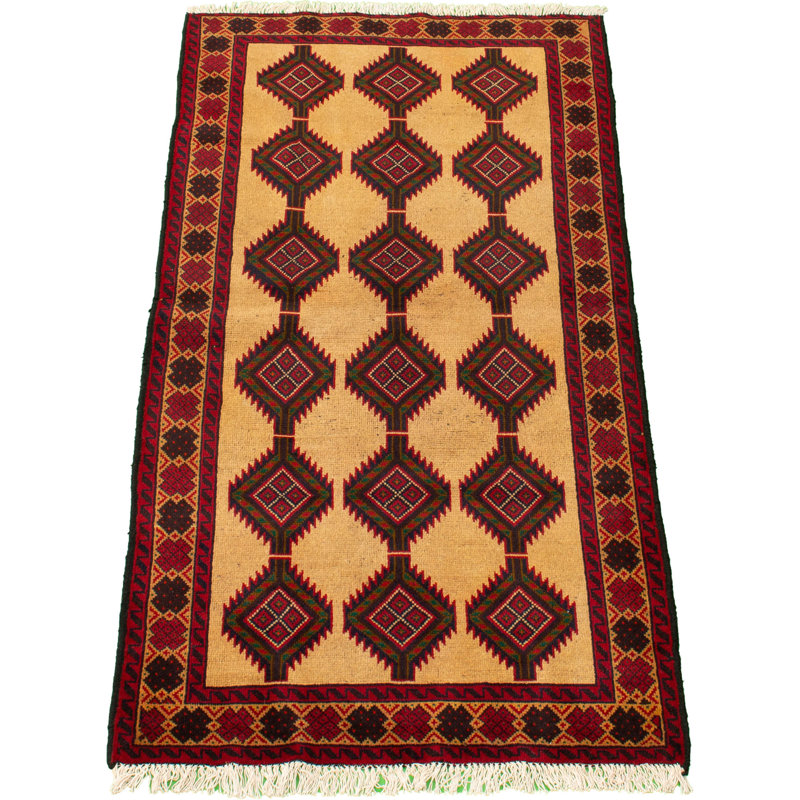 One-of-a-Kind 3'4" X 6'5" 1980s Wool Area Rug in Tan
