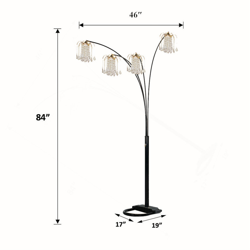 4-HEAD CRYSTAL INSPIRED ARCH FLOOR LAMP