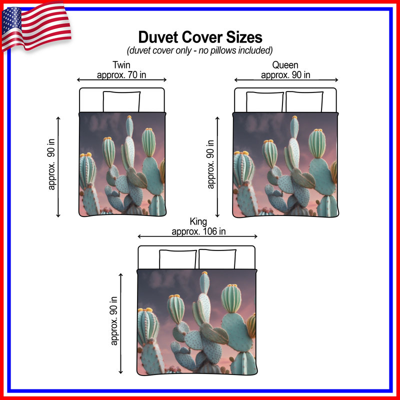 Housse de couette Desert Cacti Sunset, Lit simple