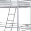 Lit mezzanine simple, métal argenté contemporain, angle, rangement, style chambre à coucher, petits espaces attachés