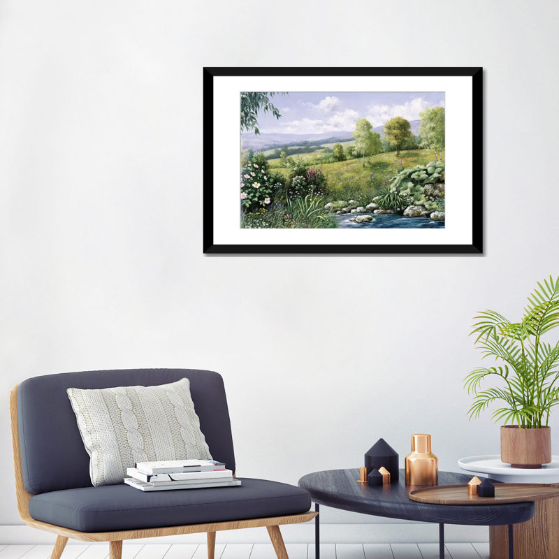 « summer time », impression sur toile, Papier beaux-arts encadré noir, H 24 po x l 32 po x P 1 po, Blanc